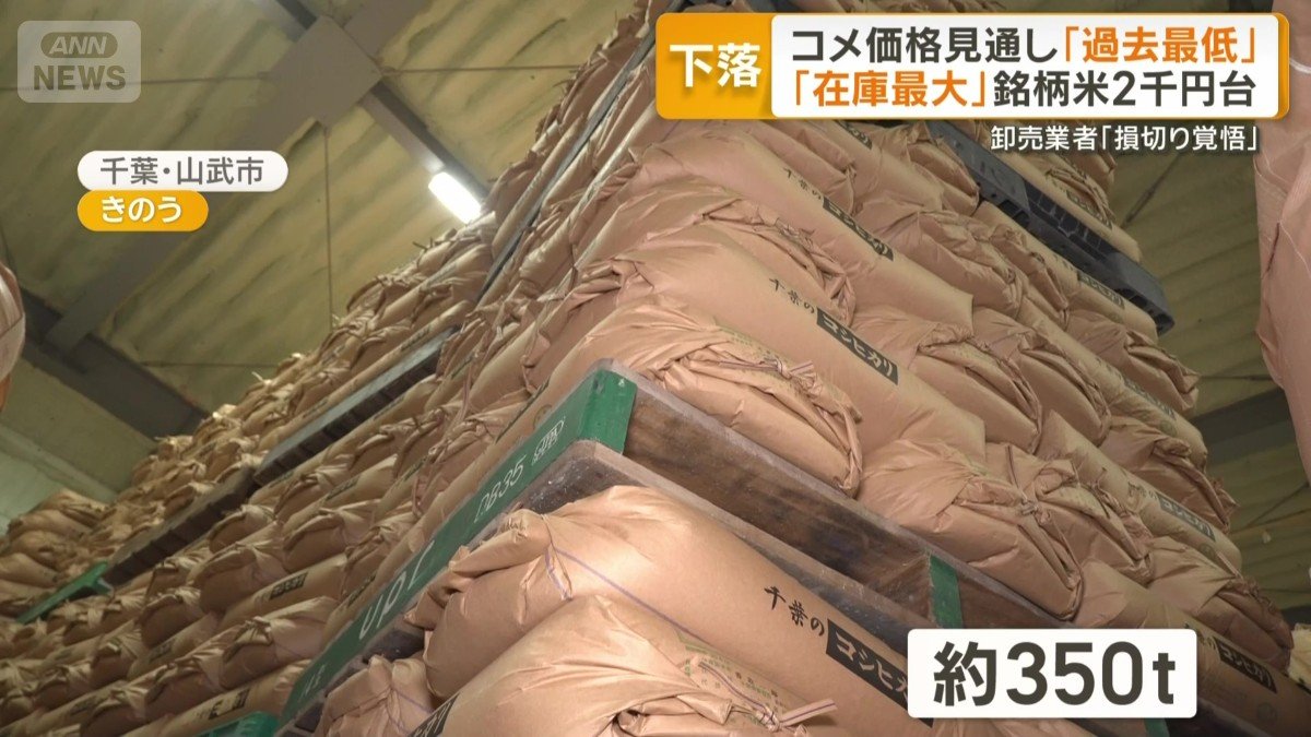 コメで埋め尽くされた倉庫