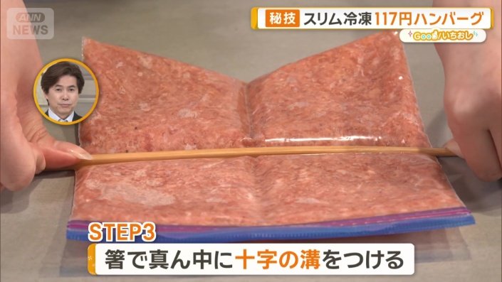十字の溝がスリム冷凍の最大ポイント