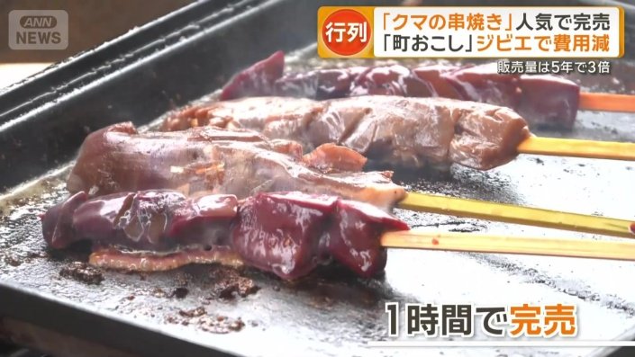 ツキノワグマの串焼き