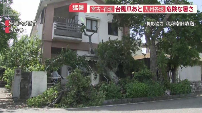 石垣島では道路脇の木が倒れ住宅に直撃