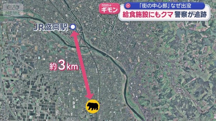 盛岡駅から約3キロ