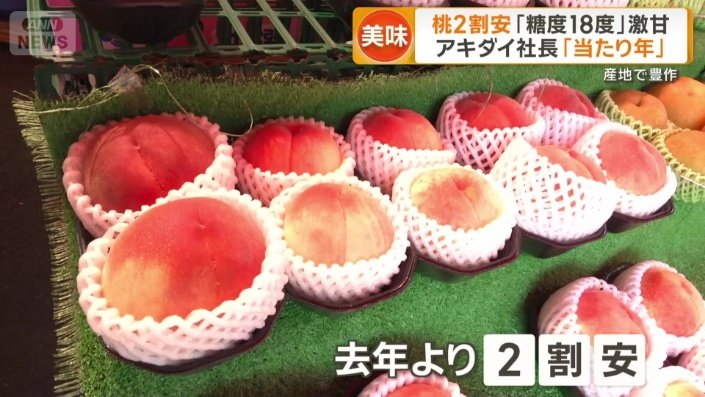 去年より2割安のモモ