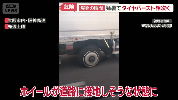 ホイールが道路に接地しそうになりながら走行