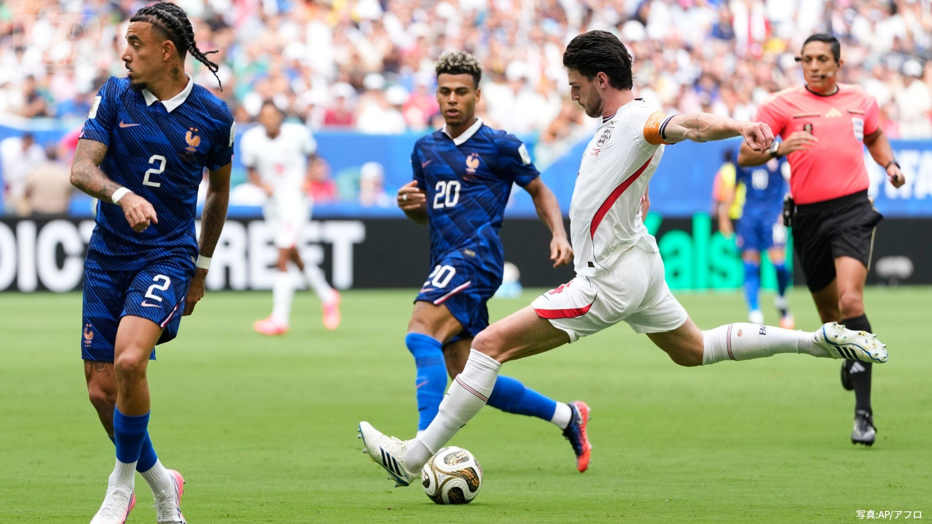 先制点を決めたイングランド代表のライス（7月19日）