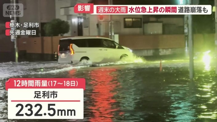 観測史上最大の雨を記録した栃木県足利市