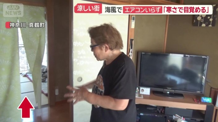 ドアカーテンが大きく揺れている
