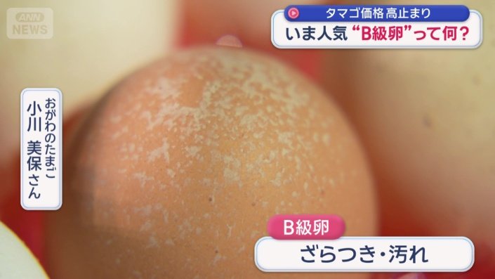 殻にざらつきや汚れがあるB級卵