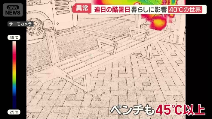 45℃以上となっているベンチ