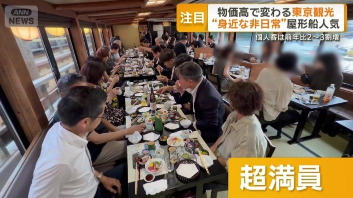 客で超満員の船内