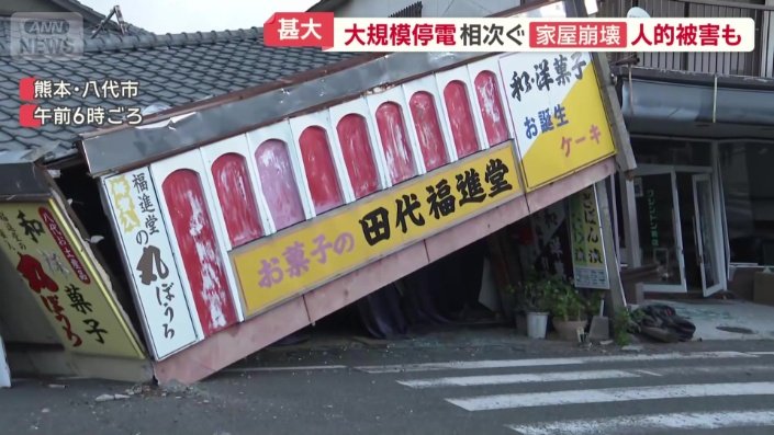 1階部分が押しつぶされた建物