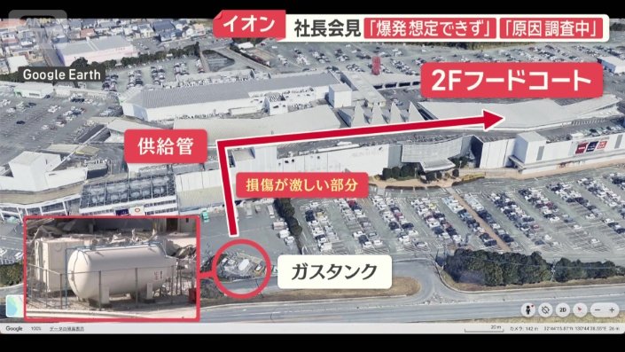 ガスタンクから2階を通りガスの供給管が走る