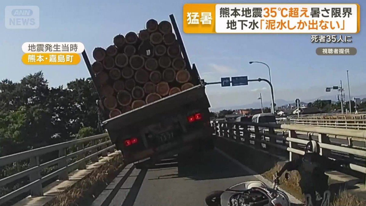 大きく横に揺れるトラック