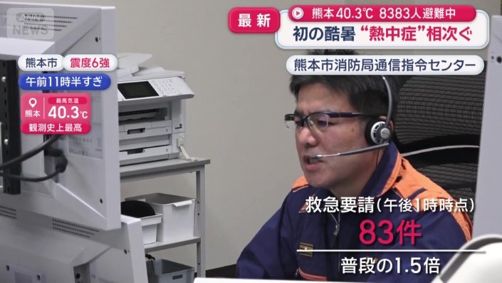 普段の1.5倍 83件の救急要請(午後1時時点)