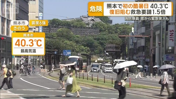 観測史上初の酷暑日40.3℃を記録した熊本市