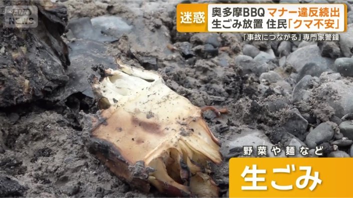河川敷には生ごみが