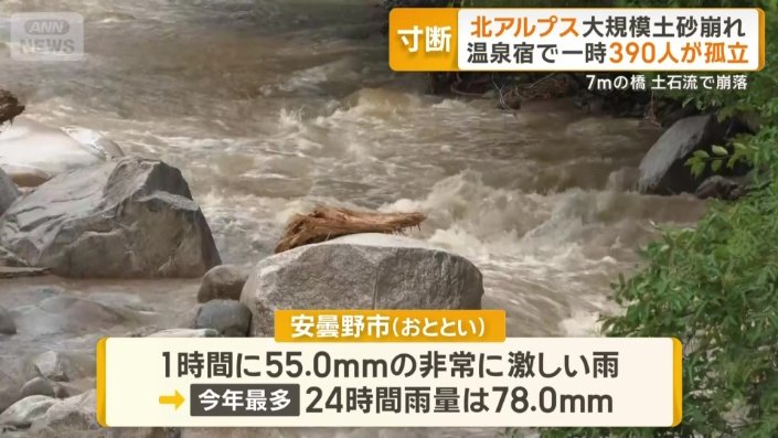 孤立の原因は8日の大雨