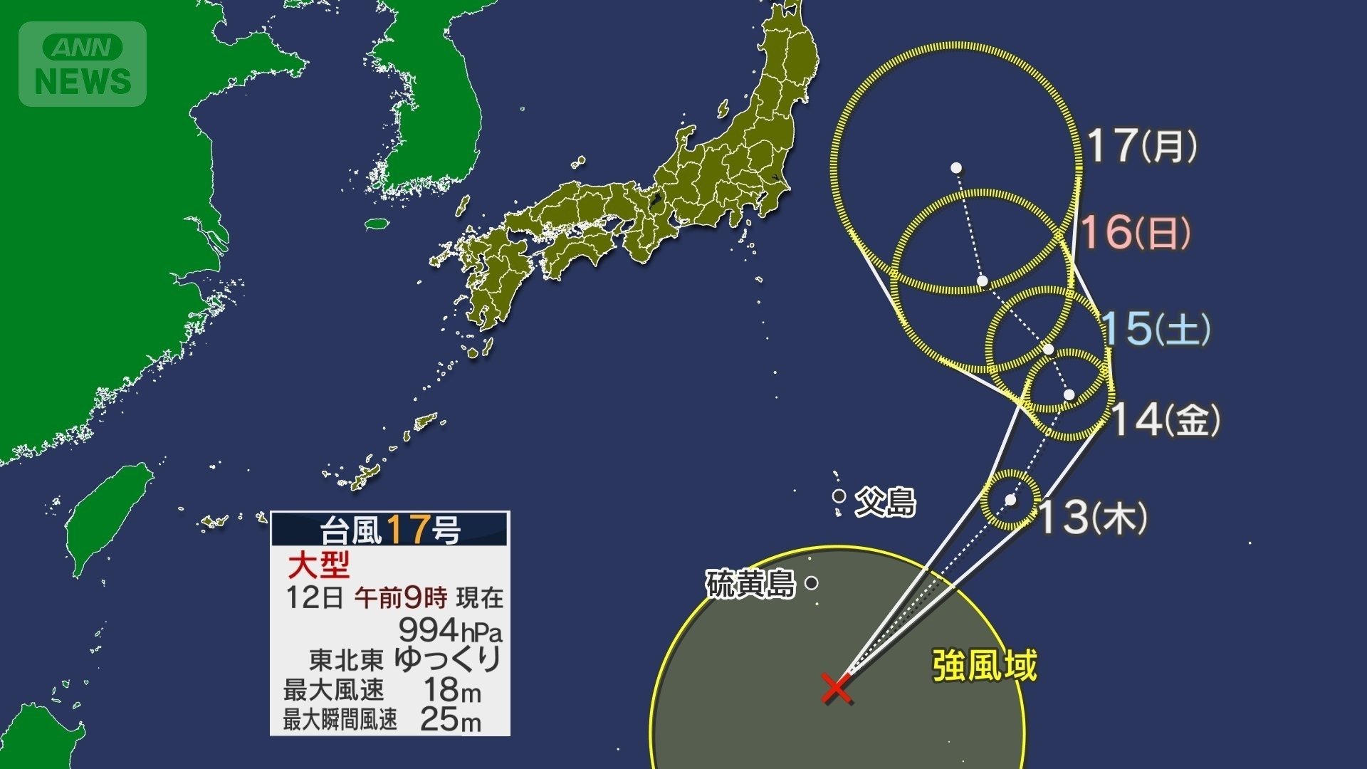 大型の台風17号が発生