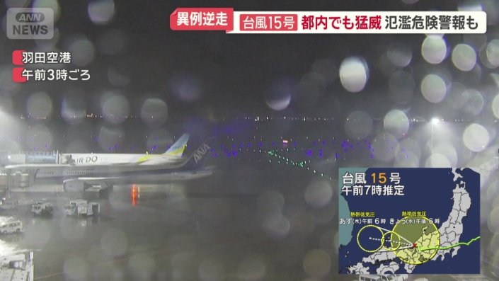 画面に打ちつける激しい雨