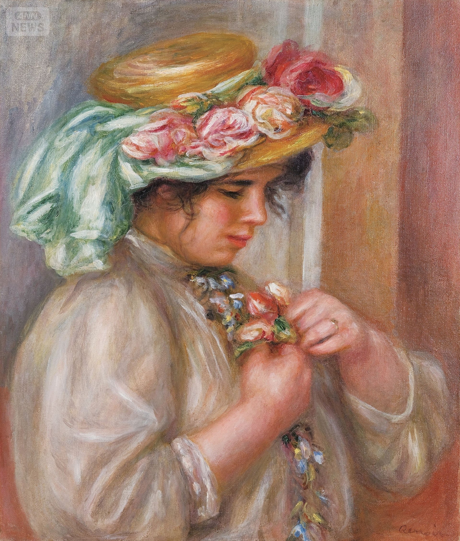【画像】ピエール=オーギュスト・ルノワール 《胸に花を飾る少女》1900年ごろ、熊本県立美術館蔵