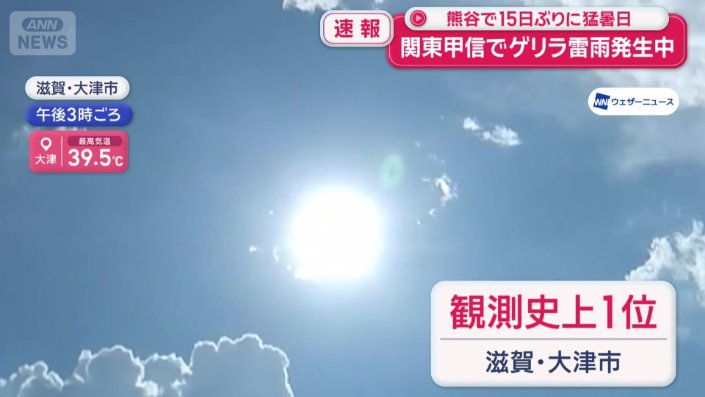 滋賀・大津は、40℃に迫る観測史上1位の暑さに