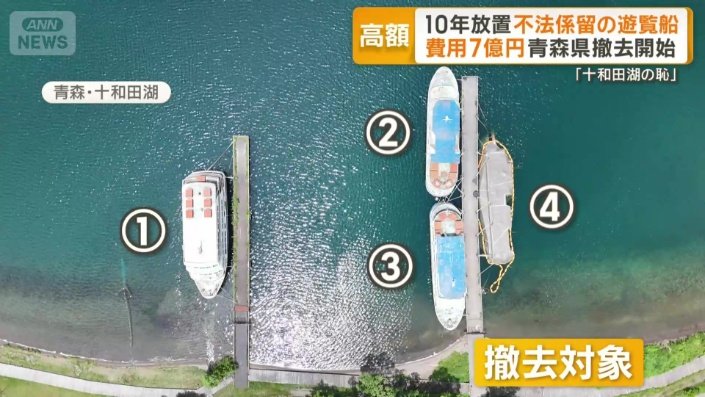 撤去対象の遊覧船4隻