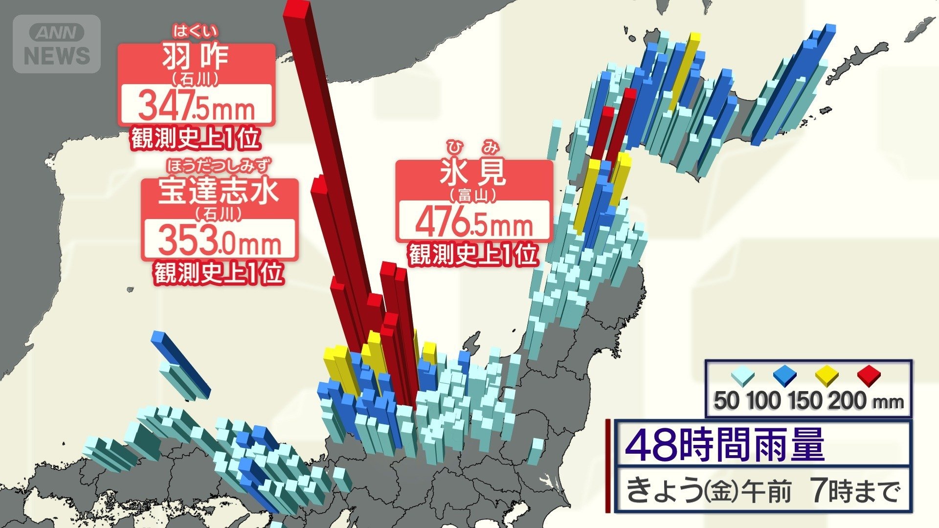 石川や富山は記録的な大雨