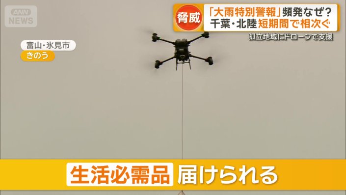 ドローンを使い、生活必需品を届けた
