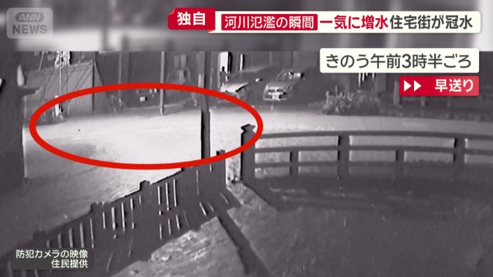 横断歩道が水につかり始める