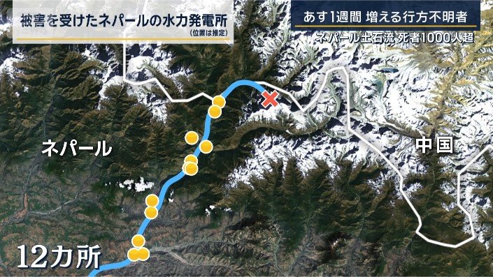 被害を受けたネパールの水力発電所