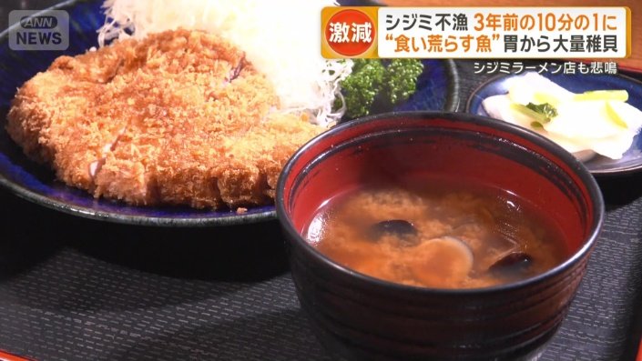 とんかつと共に提供されてきたシジミ汁