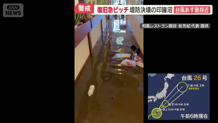 一面茶色の水であふれる店内