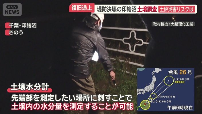 堤防周辺の土壌を調査
